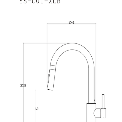Baterie bucătărie YS-C01-XLB – pipă extractibilă – crom