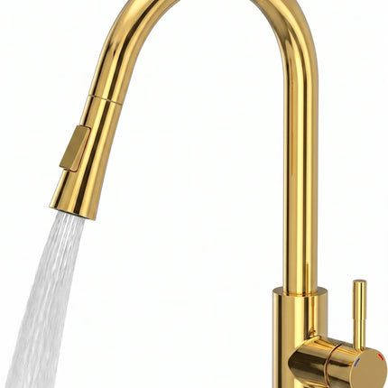 Baterie bucătărie YS-C01-XLB – pipă extractibilă – 2 funcții – auriu