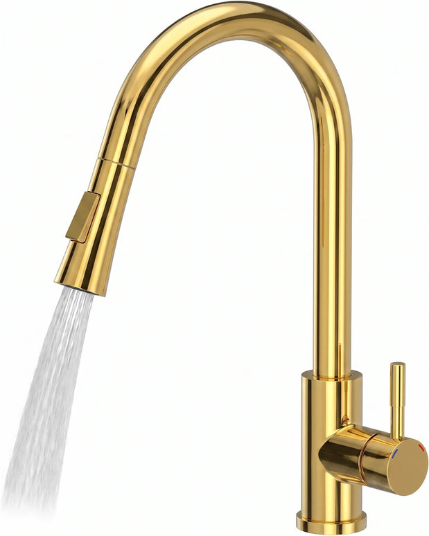 Baterie bucătărie YS-C01-XLB – pipă extractibilă – 2 funcții – auriu