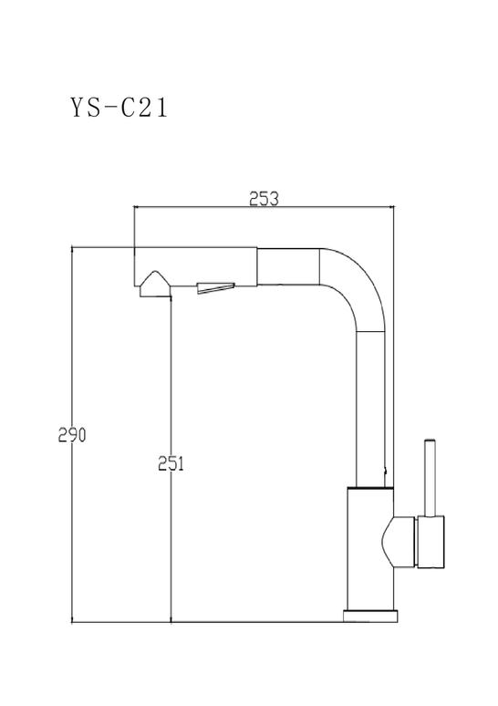 Baterie bucătărie YS-C21 – pipă extractibilă – auriu