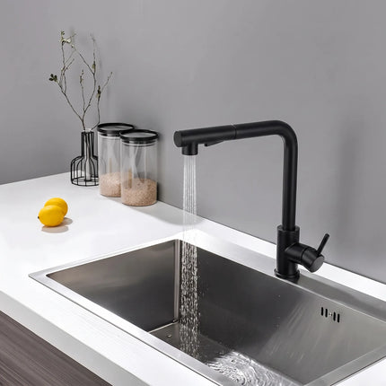 Baterie bucătărie YS-C21 – pipă extractibilă – negru mat