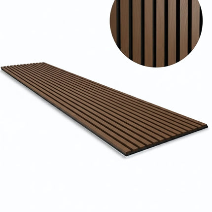 Panou riflaj decorativ Deep Walnut 001 – nuc închis intens cu fundal negru