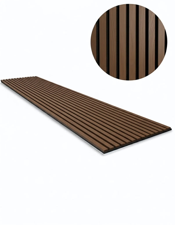 Panou riflaj decorativ Deep Walnut 001 – nuc închis intens cu fundal negru