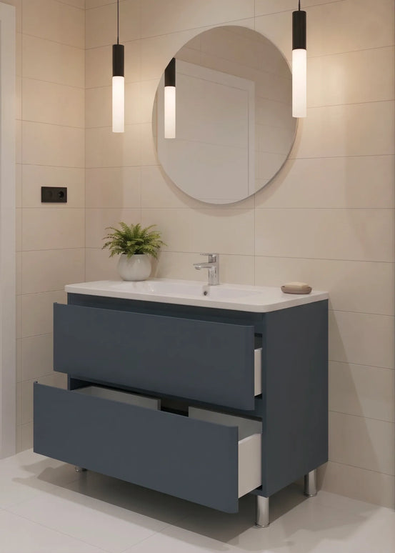 Mobilier de baie pe pardoseală Accent albastru mat