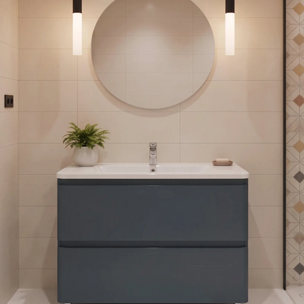 Mobilier de baie pe pardoseală Accent albastru mat