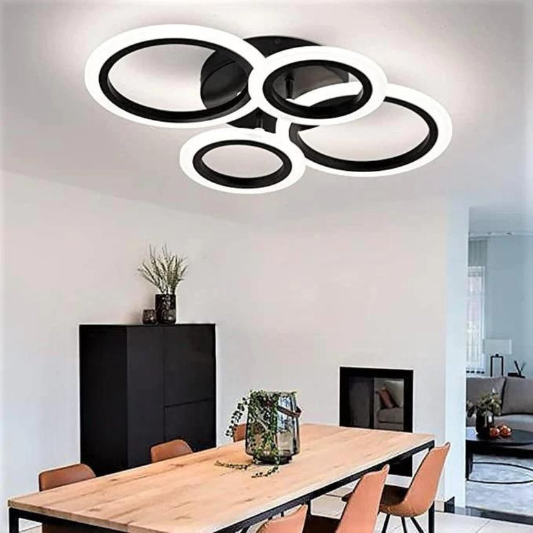 Lustra LED Concept Circles, cu telecomanda, 176W, negru, cu trei tipuri de lumina 6601/2+2 BK LMX