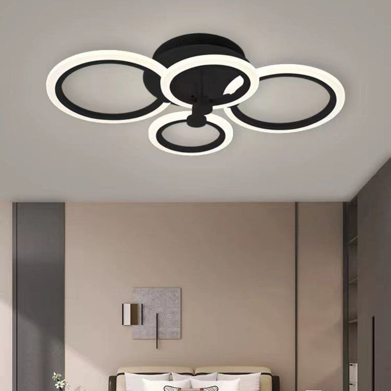 Lustra LED Concept Circles, cu telecomanda, 176W, negru, cu trei tipuri de lumina 6601/2+2 BK LMX