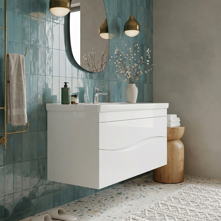 Mobilier de baie suspendat Alfa alb