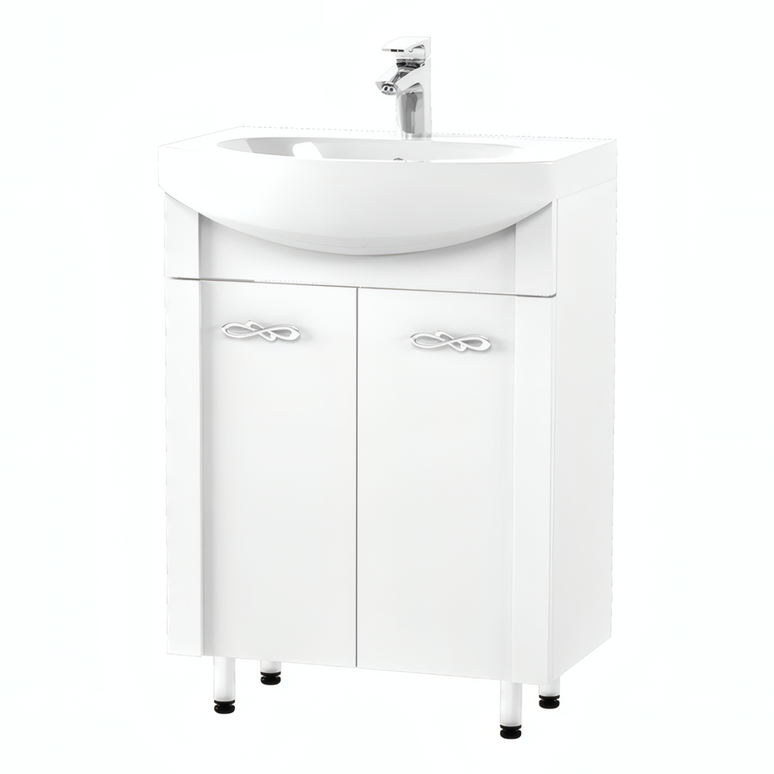 Mobilier de baie pe pardoseală Anita, Alb