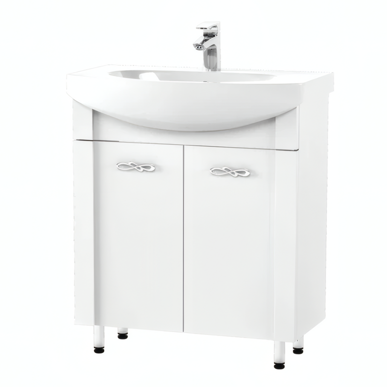 Mobilier de baie pe pardoseală Anita, Alb