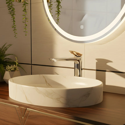 Baterie lavoar înaltă crom cu detaliu rose gold – design modern premium