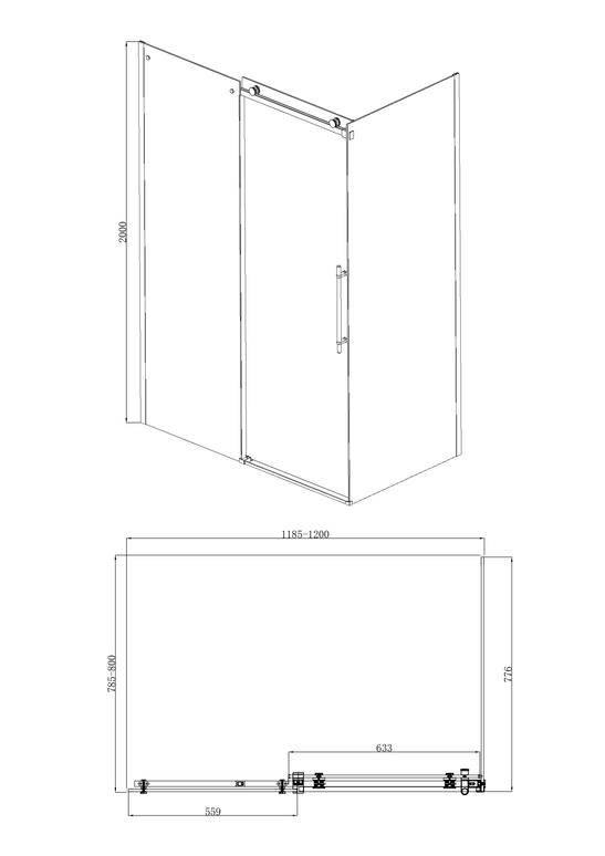 Paravan de duș walk-in culisant premium cu soft-close