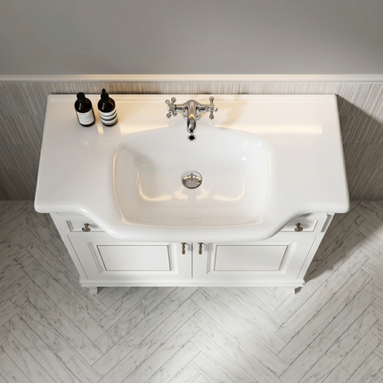 Mobilier de baie pe pardoseală Beatrice alb+auriu