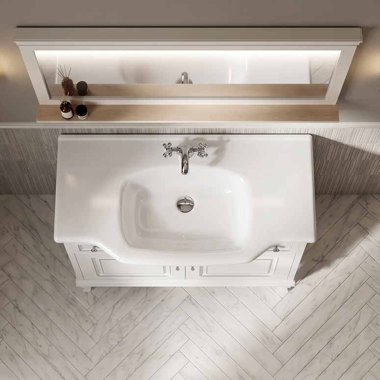 Mobilier de baie pe pardoseală Beatrice alb+crom