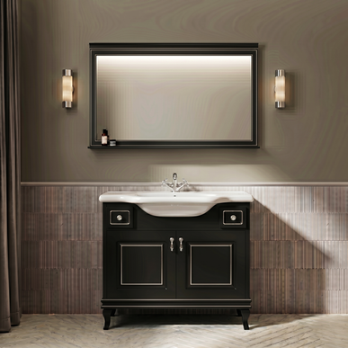 Mobilier de baie pe pardoseală Beatrice negru+crom