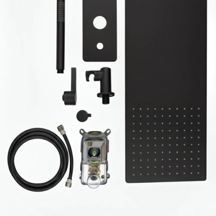 Set duș încastrat 2 funcții – finisaj negru mat, design modern din alamă solidă