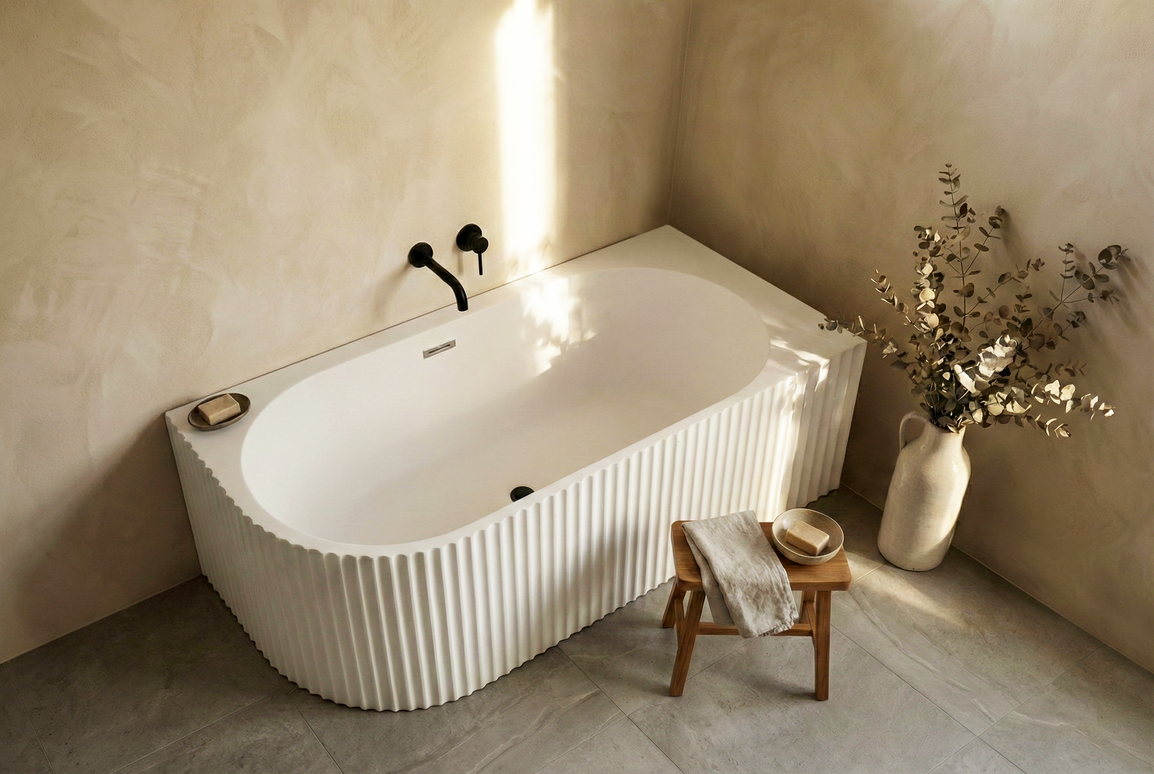 Cadă freestanding din acril Bali - colt dreapta