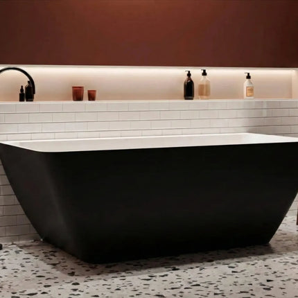 Cadă freestanding din compozit negru mat Island, design dreptunghiular 169 cm