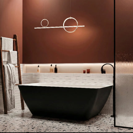Cadă freestanding din compozit negru mat Island, design dreptunghiular 169 cm