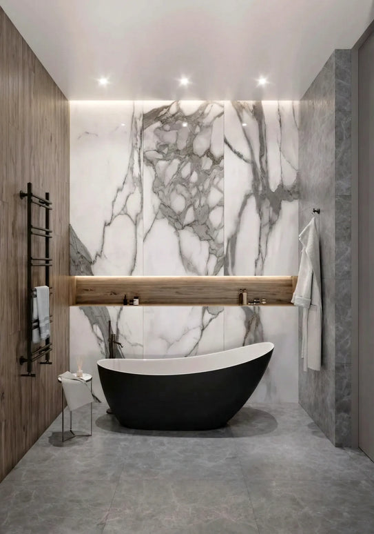 Cadă din compozit neagră mată Marina