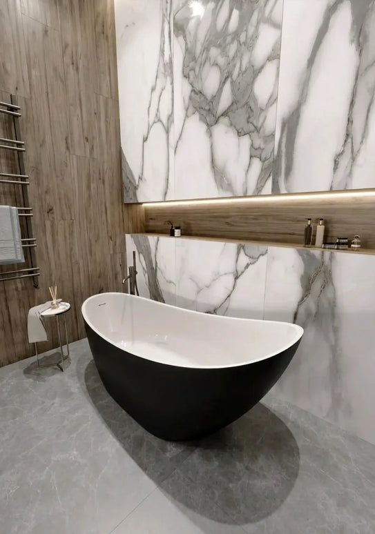 Cadă din compozit neagră mată Marina