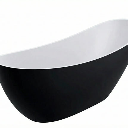 Cadă freestanding din compozit negru mat Marina, design oval 175 cm
