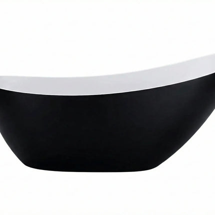 Cadă freestanding din compozit negru mat Marina, design oval 175 cm