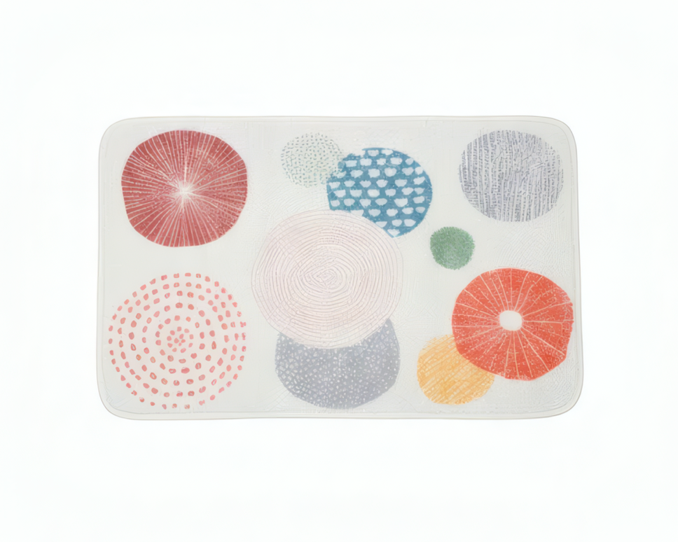 Covoraș baie absorbant, imitație cașmir, strat antiderapant, 40×60 cm, model geometric