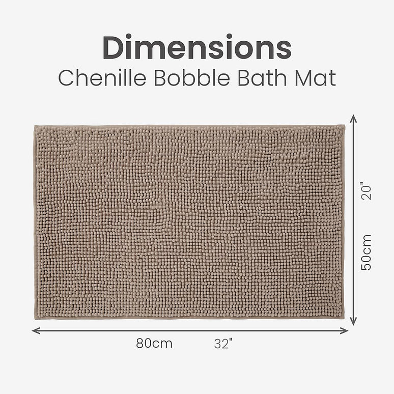 Covoraș baie din chenilia fină, strat antiderapant, 45×70 cm, Bej