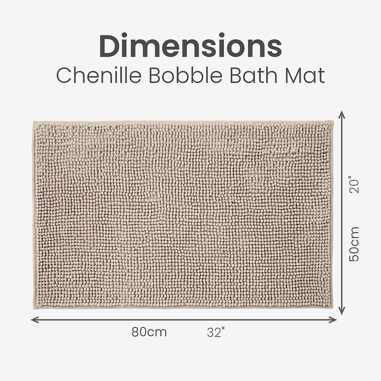 Covoraș baie din chenilia fină, strat antiderapant, 45×70 cm, Bej