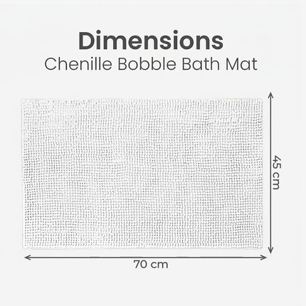 Covoraș baie din chenilia fină, strat antiderapant, 45×70 cm, Alb