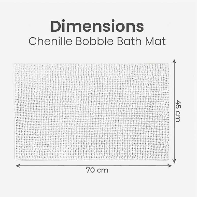 Covoraș baie din chenilia fină, strat antiderapant, 45×70 cm, Alb