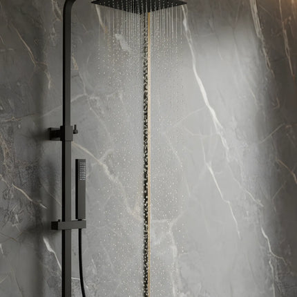 Set duș termostatic pătrat H-cubic – inox premium, finisaj negru mat