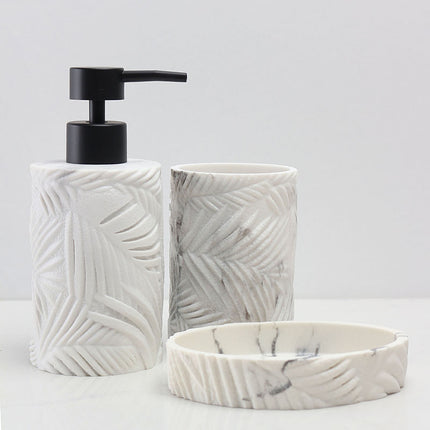 Set 3 piese accesorii de baie alb marmurat