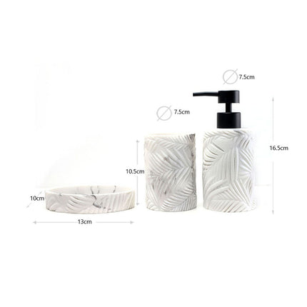 Set 3 piese accesorii de baie alb marmurat