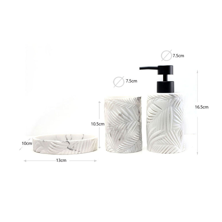 Set 3 piese accesorii de baie alb marmurat