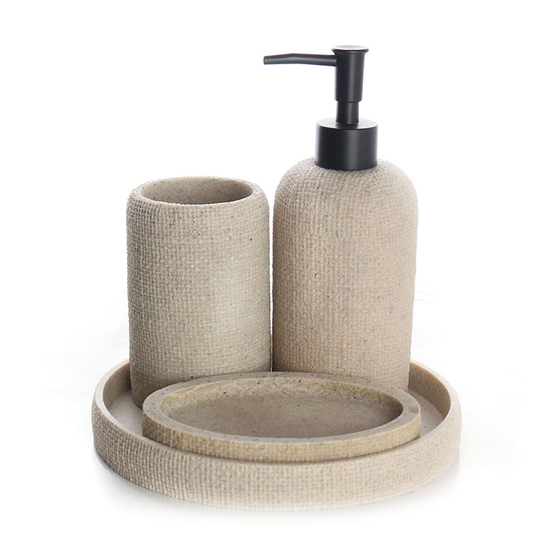 Set accesorii de baie 4 piese bej rasina