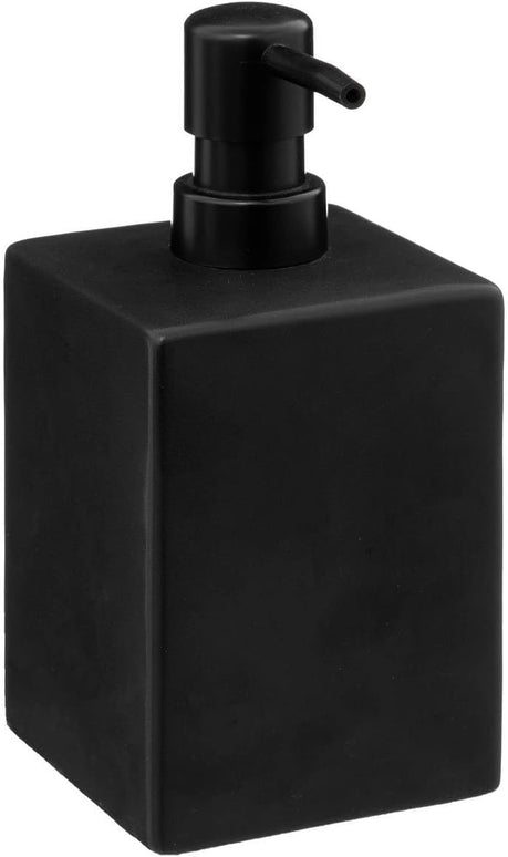 Set accesorii de baie, 4 piese, negru mat, ceramica + lemn