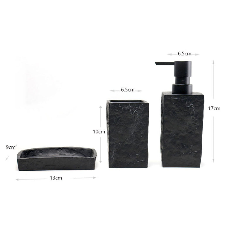 Set 3 piese accesorii de baie negru piatra