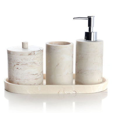 Set accesorii de baie 4 piese crem marmurat