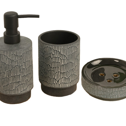 Set 3 piese accesorii de baia, cermica, gri