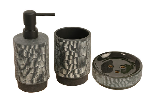 Set 3 piese accesorii de baia, cermica, gri