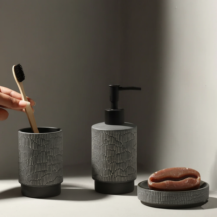 Set 3 piese accesorii de baie ceramica gri