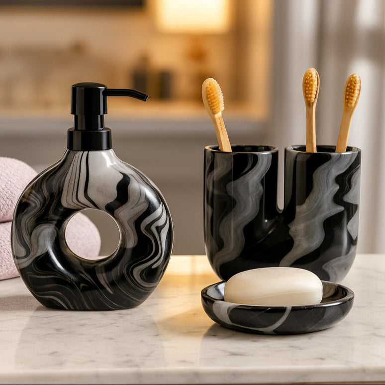 Set 3 piese accesorii de baie gri modern