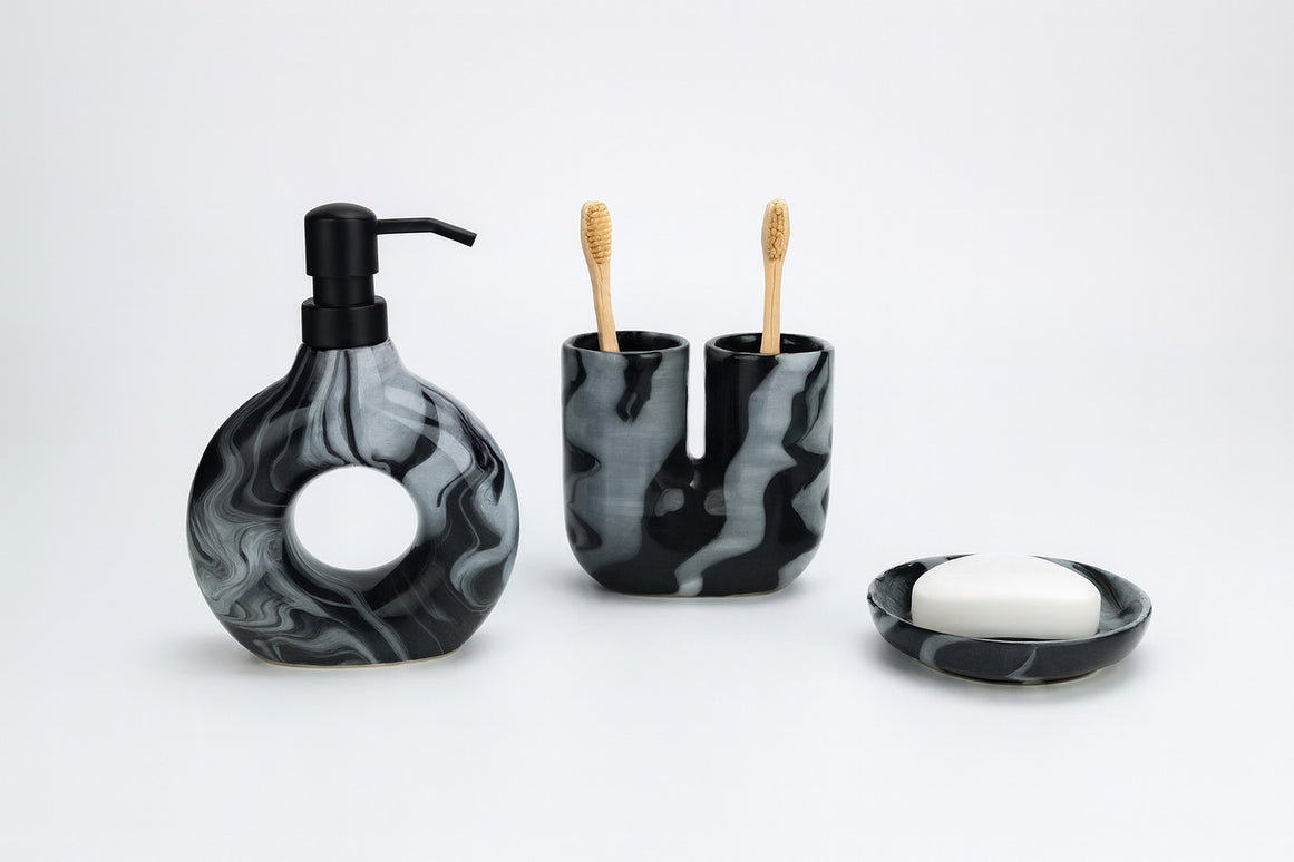 Set 3 piese accesorii de baie gri modern