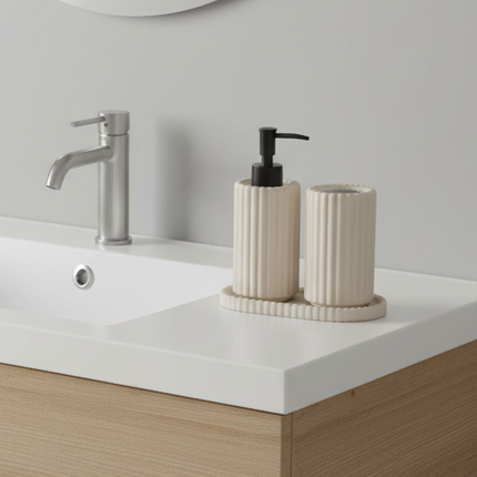 Set 3 piese accesorii de baie crem