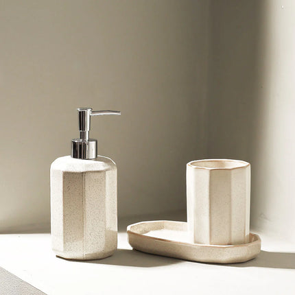 Set 3 piese accesorii de baie crem ceramica cu o glazura lucioasa