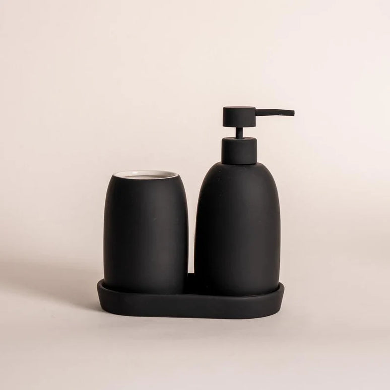 Set 3 piese accesorii de baie negru mat