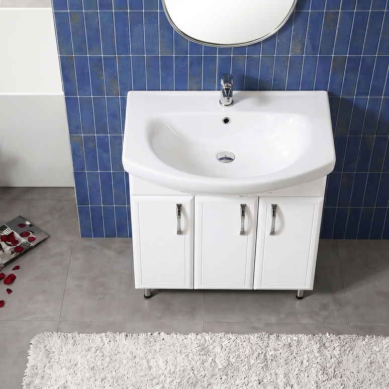 Mobilier de baie pe pardoseală Decor, Alb