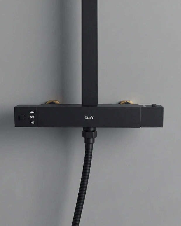 Sistem de duș termostatic – Colecția Mason – Negru mat – OLV-MAS-SHS-MB